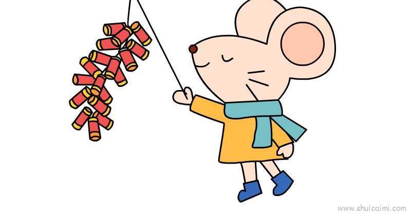 老鼠放鞭炮儿童画怎么画 老鼠放鞭炮简笔画简单又好看