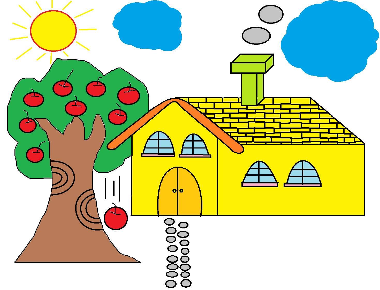 简笔画 房子简笔画房子图片带颜色