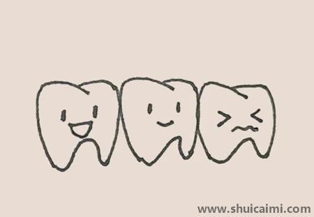 牙齿彩色儿童简笔画
