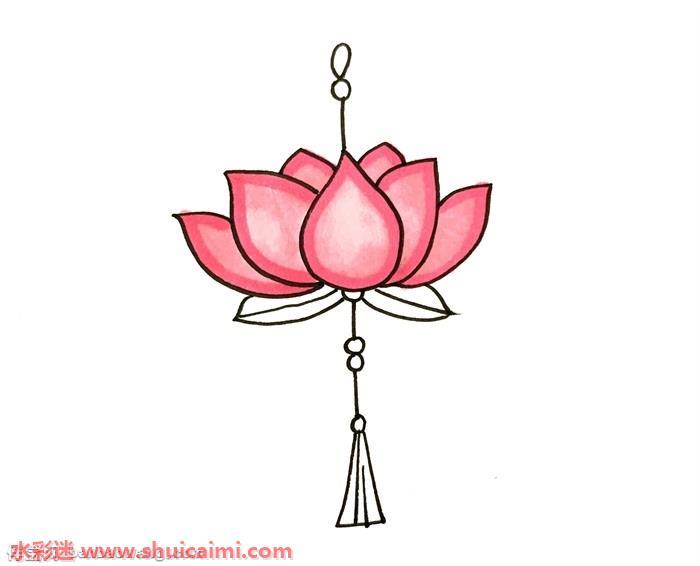 元宵节荷花灯怎么画 元宵节荷花灯简笔画步骤图