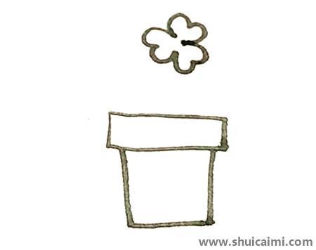 三叶草盆栽儿童简笔画