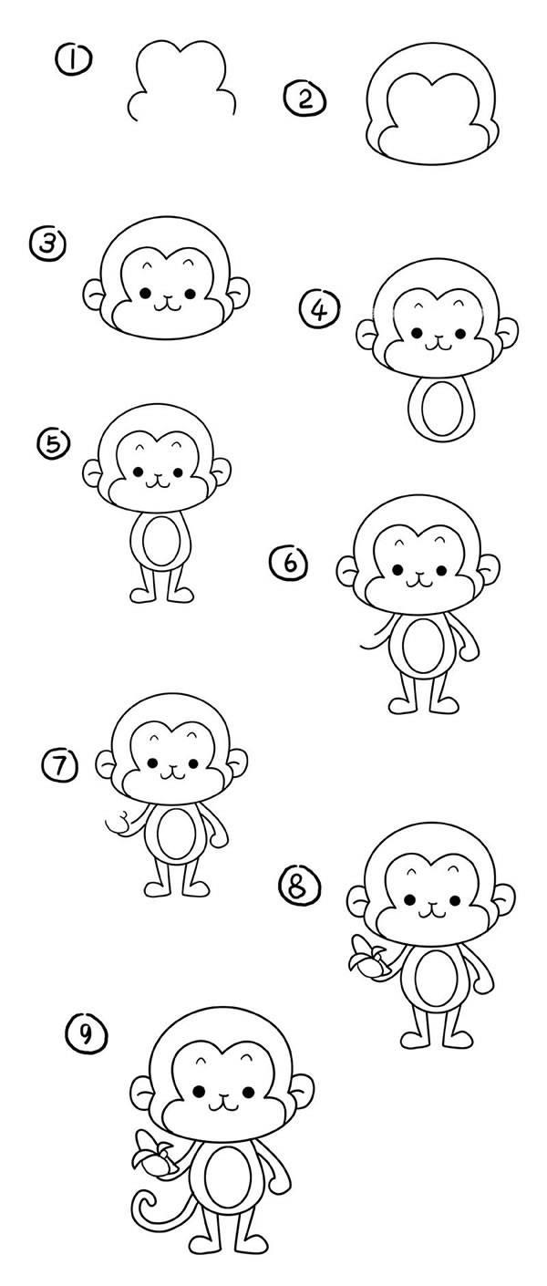 小猴子简笔画 小猴子简笔画幼儿园