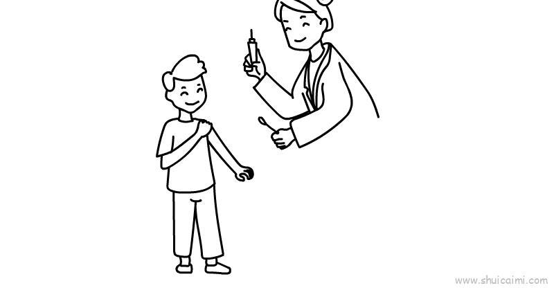 医生照顾病人儿童画怎么画 医生照顾病人简笔画步骤