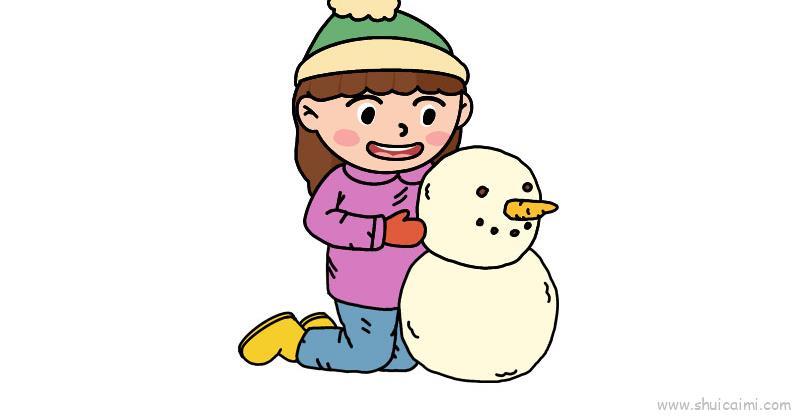 冬天堆雪人儿童画怎么画 冬天堆雪人简笔画好看