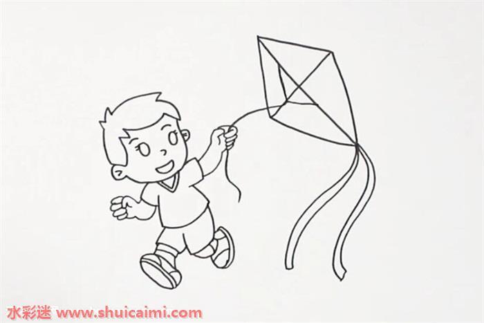 放风筝怎么画 放风筝简笔画简单易画彩色