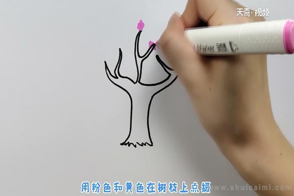 樱花树简笔画怎么画 樱花树简笔画步骤