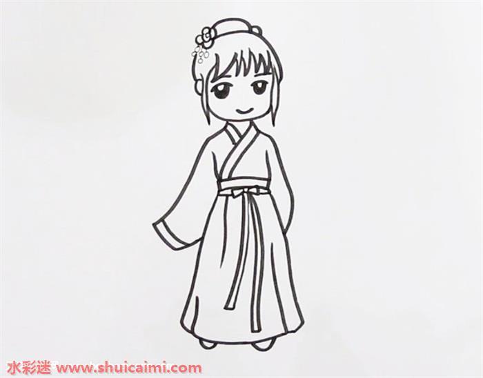 汉服女孩怎么画 汉服女孩简笔画简单彩色