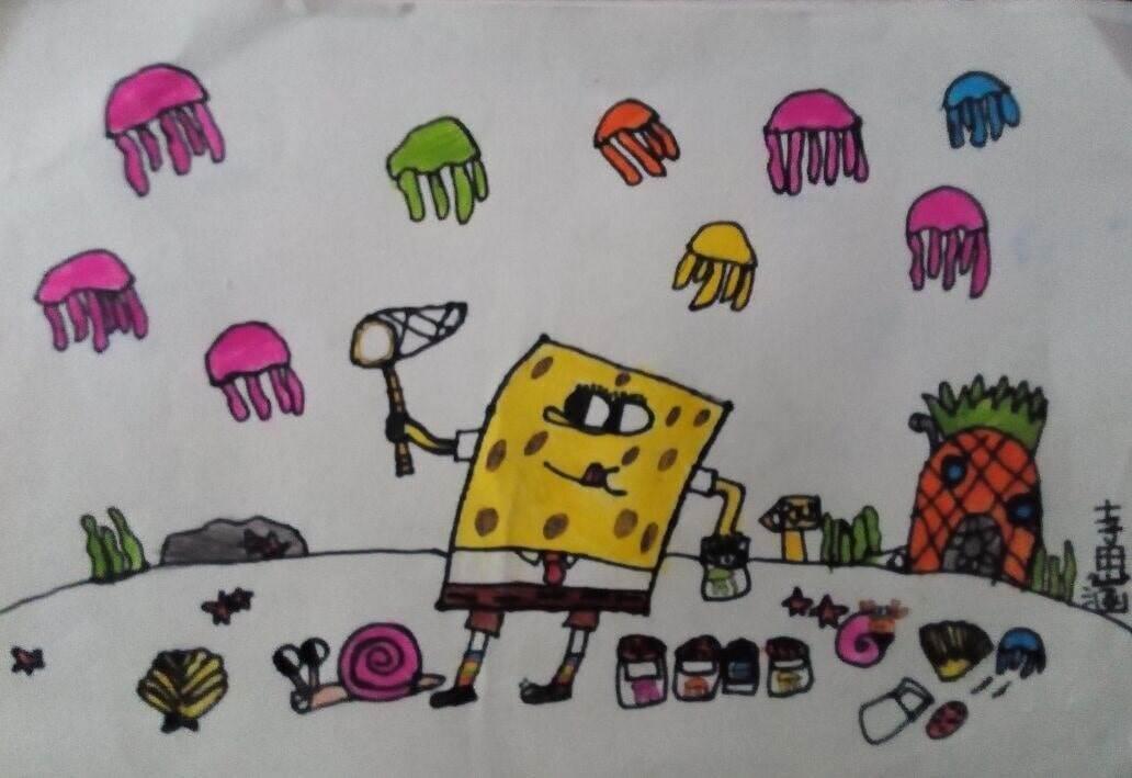 海绵宝宝简笔画带颜色 海绵宝宝简笔画带颜色涂色