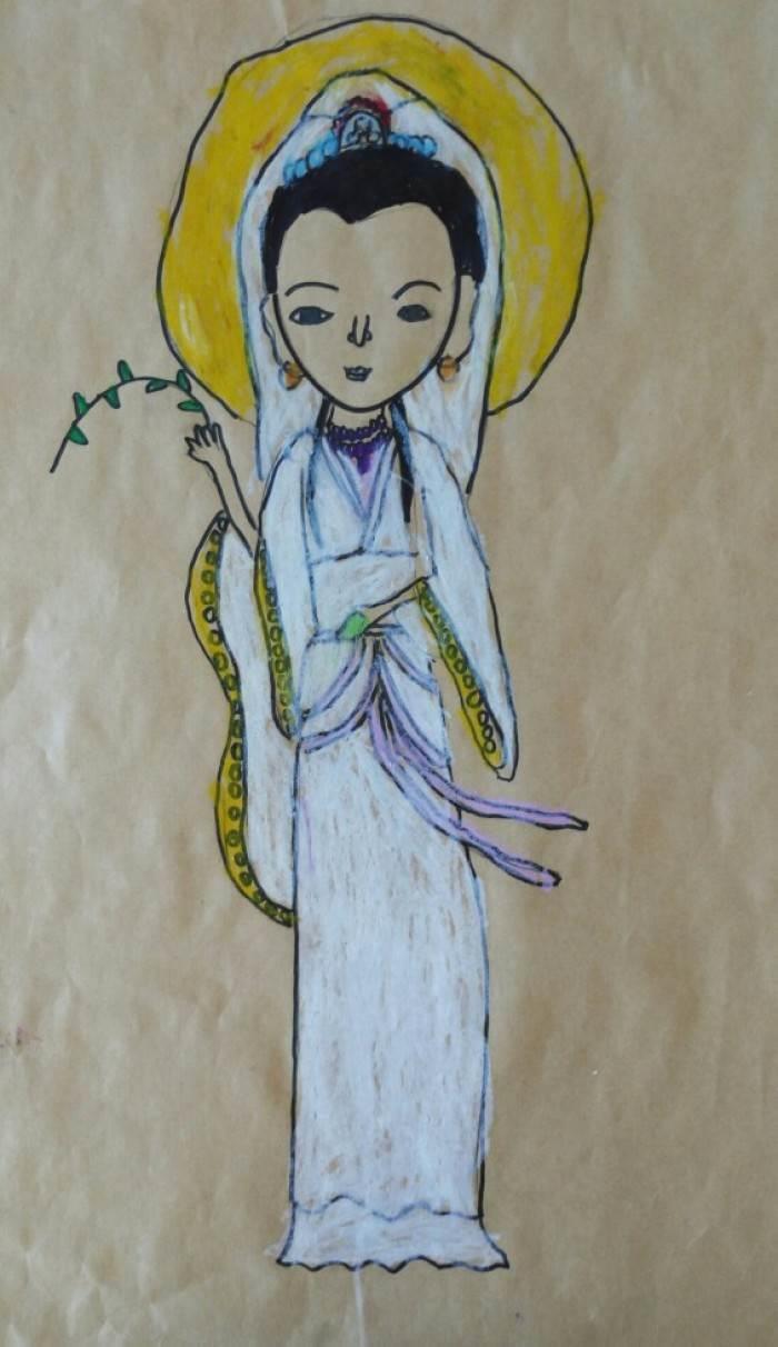 观音菩萨简笔画带颜色 观音菩萨简笔画带颜色怎么画