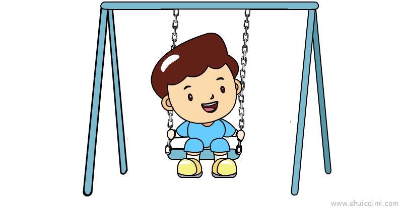 荡秋千儿童画怎么画 荡秋千简笔画图片