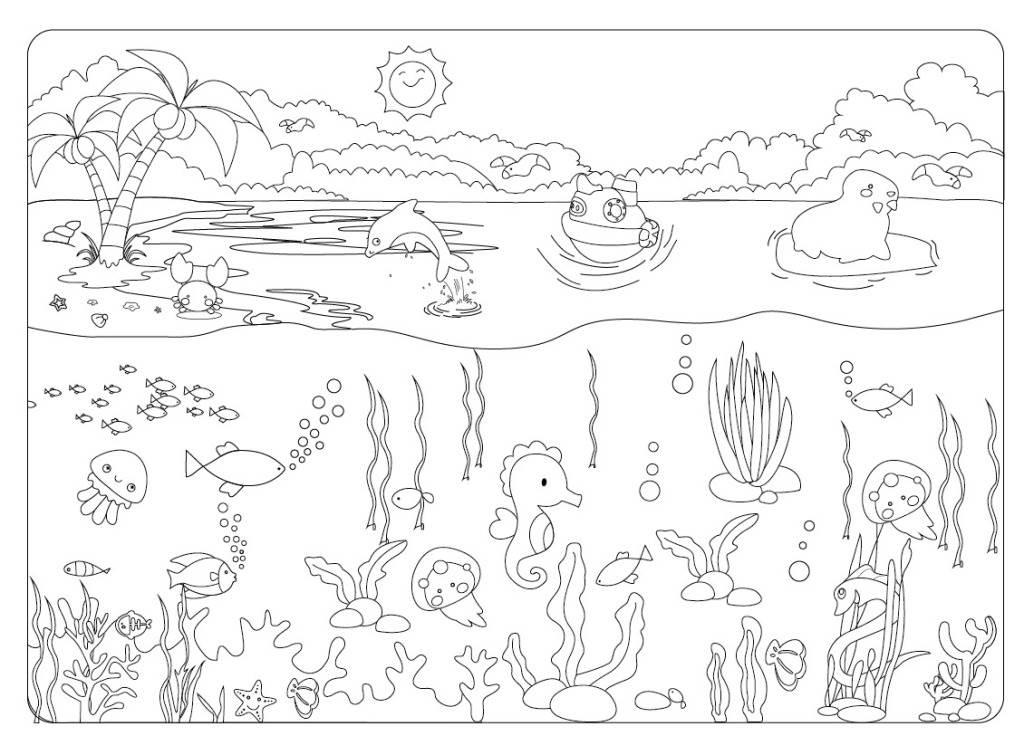 海洋简笔画 海洋简笔画图片带颜色
