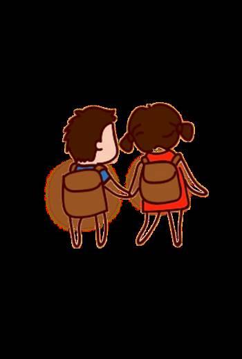 小朋友手拉手简笔画 两个小朋友手拉手简笔画