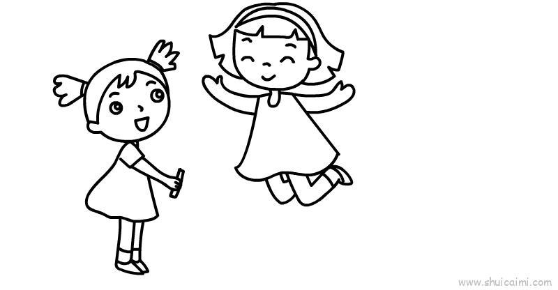 小朋友跳绳儿童画怎么画 小朋友跳绳简笔画简单又好看