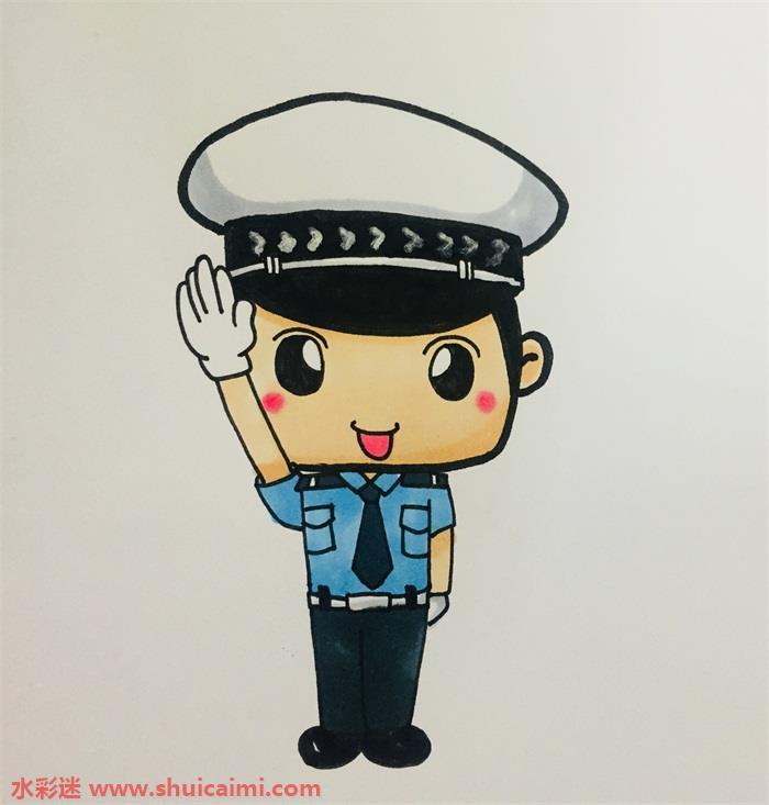 交通警察叔叔怎么画 交通警察叔叔简笔画步骤