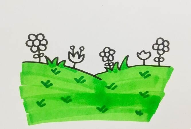 草地简笔画 草地简笔画带颜色带花