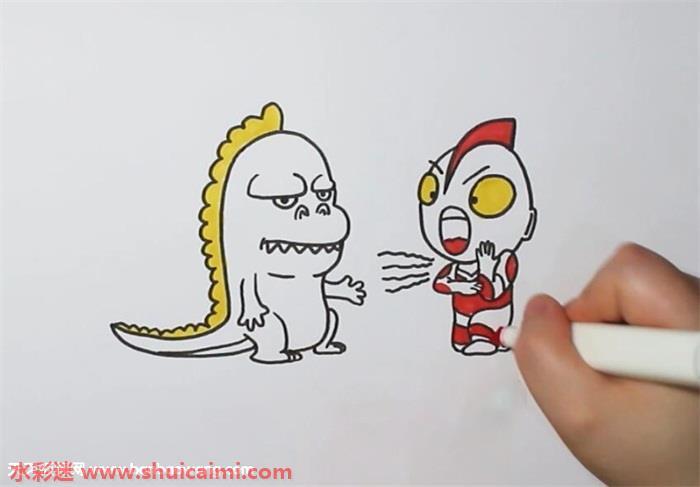 奥特曼打怪兽怎么画 奥特曼打怪兽简笔画步骤