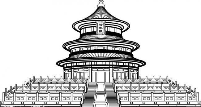 天坛简笔画 天坛简笔画带颜色