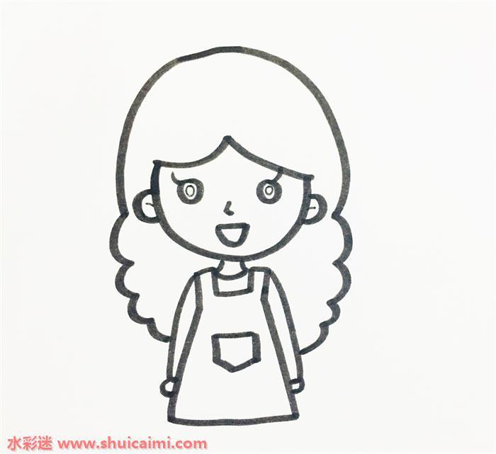 长发妈妈简笔画怎么画彩色