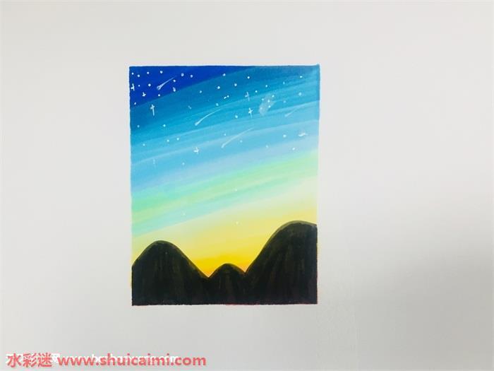 用马克笔画星空12色怎么画 星空12色风景简笔画简单彩色
