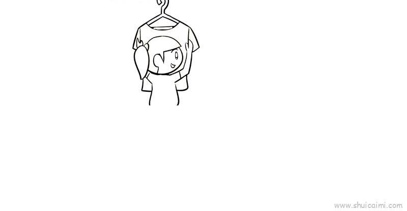 我帮妈妈晾衣服儿童画怎么画 我帮妈妈晾衣服简笔画简单