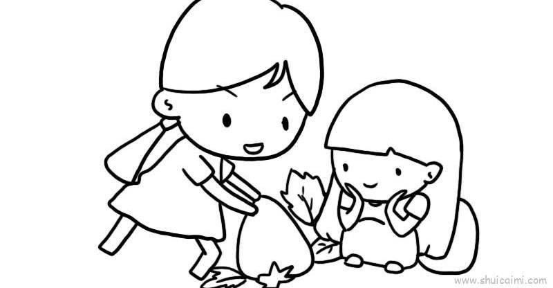 摘草莓儿童画怎么画 摘草莓简笔画图片