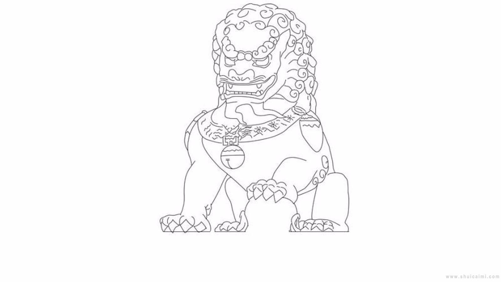 石狮子简笔画怎么画 石狮子简笔画图片大全