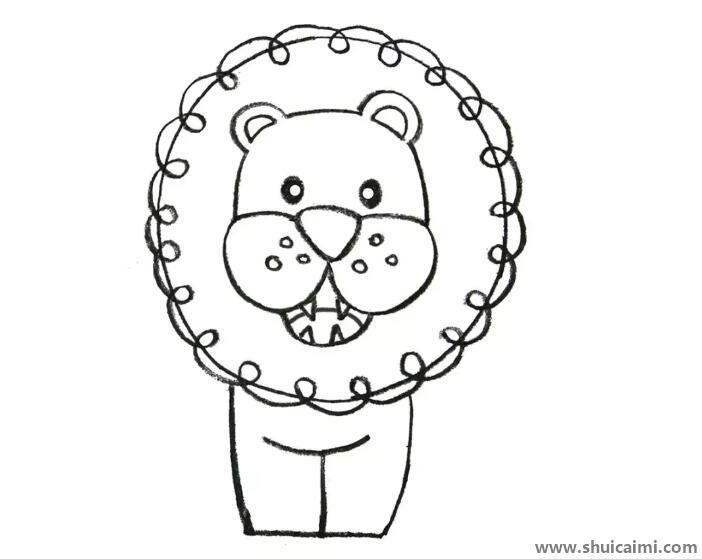 狮子彩色儿童简笔画