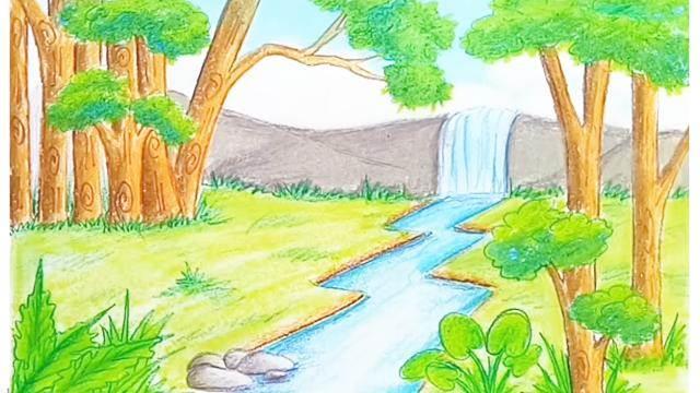 风景画简笔画 风景画简笔画带颜色