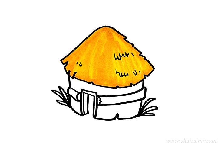 茅草屋怎么画 茅草屋简笔画简单彩色