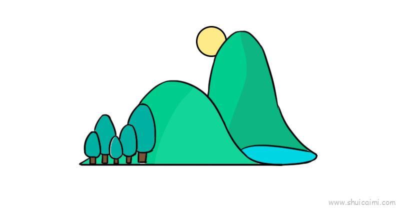 山水风景儿童画怎么画 山水风景简笔画画法