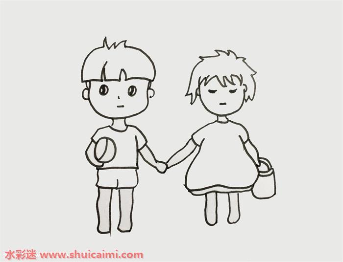 波妞和宗介怎么画 彩色波妞和宗介简笔画图片教程步骤