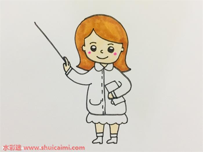 长发老师怎么画 长发老师简笔画漂亮彩色