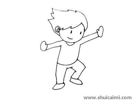 玩滑板的小男孩儿童简笔画