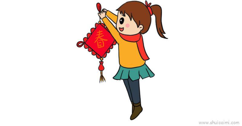 挂中国结儿童画怎么画 挂中国结简笔画好看