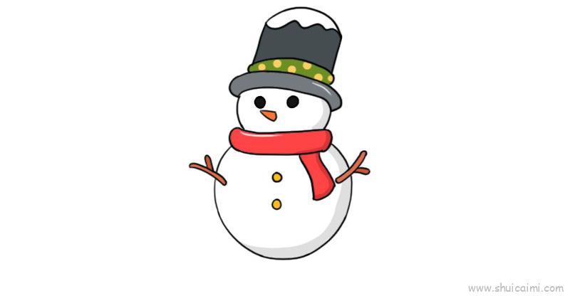元旦雪人儿童画怎么画 元旦雪人简笔画步骤