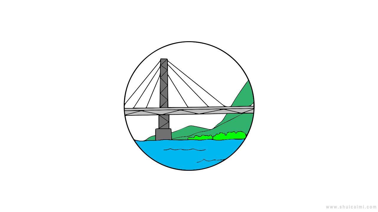 斜拉桥简笔画怎么画 斜拉桥简笔画图片大全