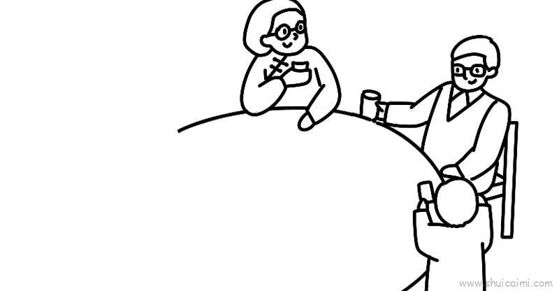 团团圆圆年夜饭儿童画怎么画 团团圆圆年夜饭简笔画简单