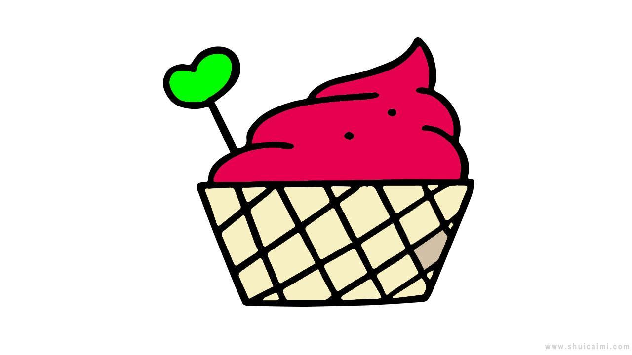 可爱的彩色卡通冰激凌简笔画怎么画？