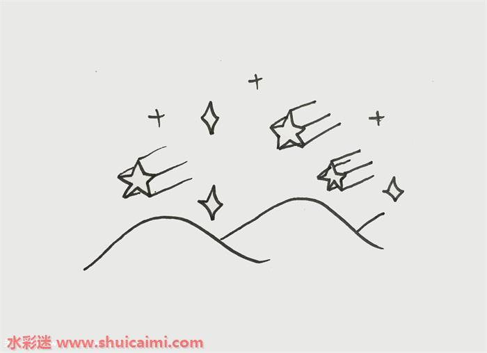 流星雨怎么画 流星雨简笔画简单易画彩色
