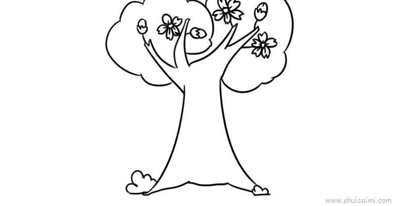 樱花树儿童画怎么画 樱花树简笔画画法