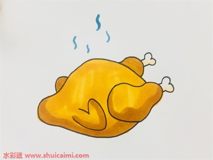 烤鸡怎么画 烤鸡简笔画步骤图
