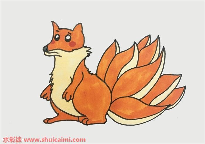 简单好看的九尾狐简笔画步骤图