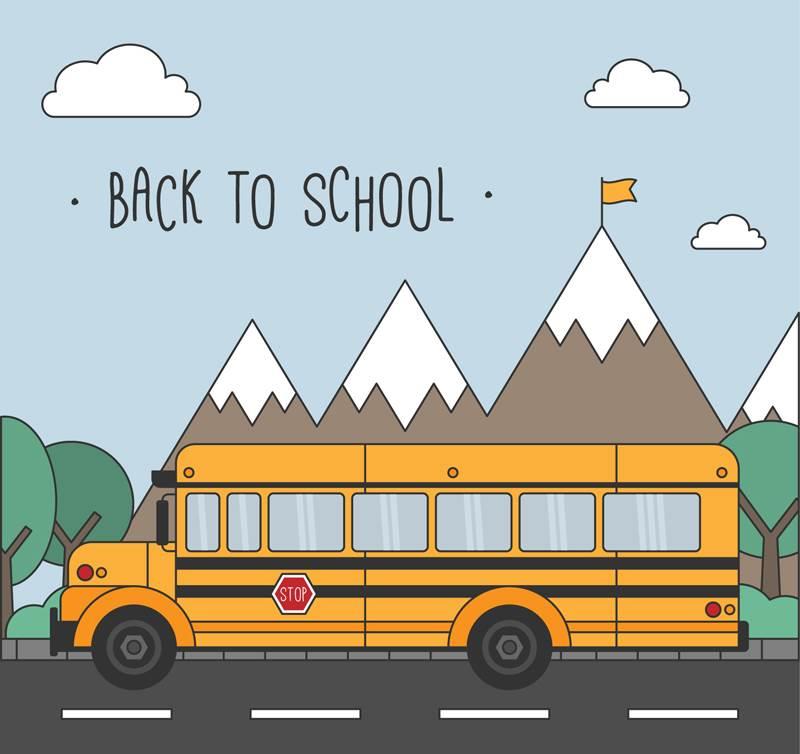 学校校车绘画简笔画 校车画法简笔画