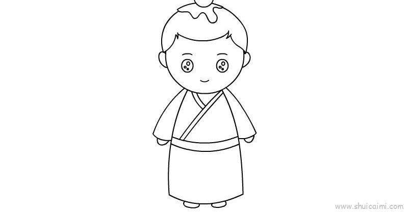 古装人物儿童简笔画画法教学步骤
