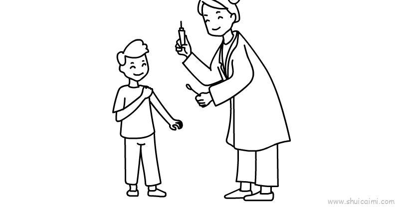 医生照顾病人儿童画怎么画 医生照顾病人简笔画步骤