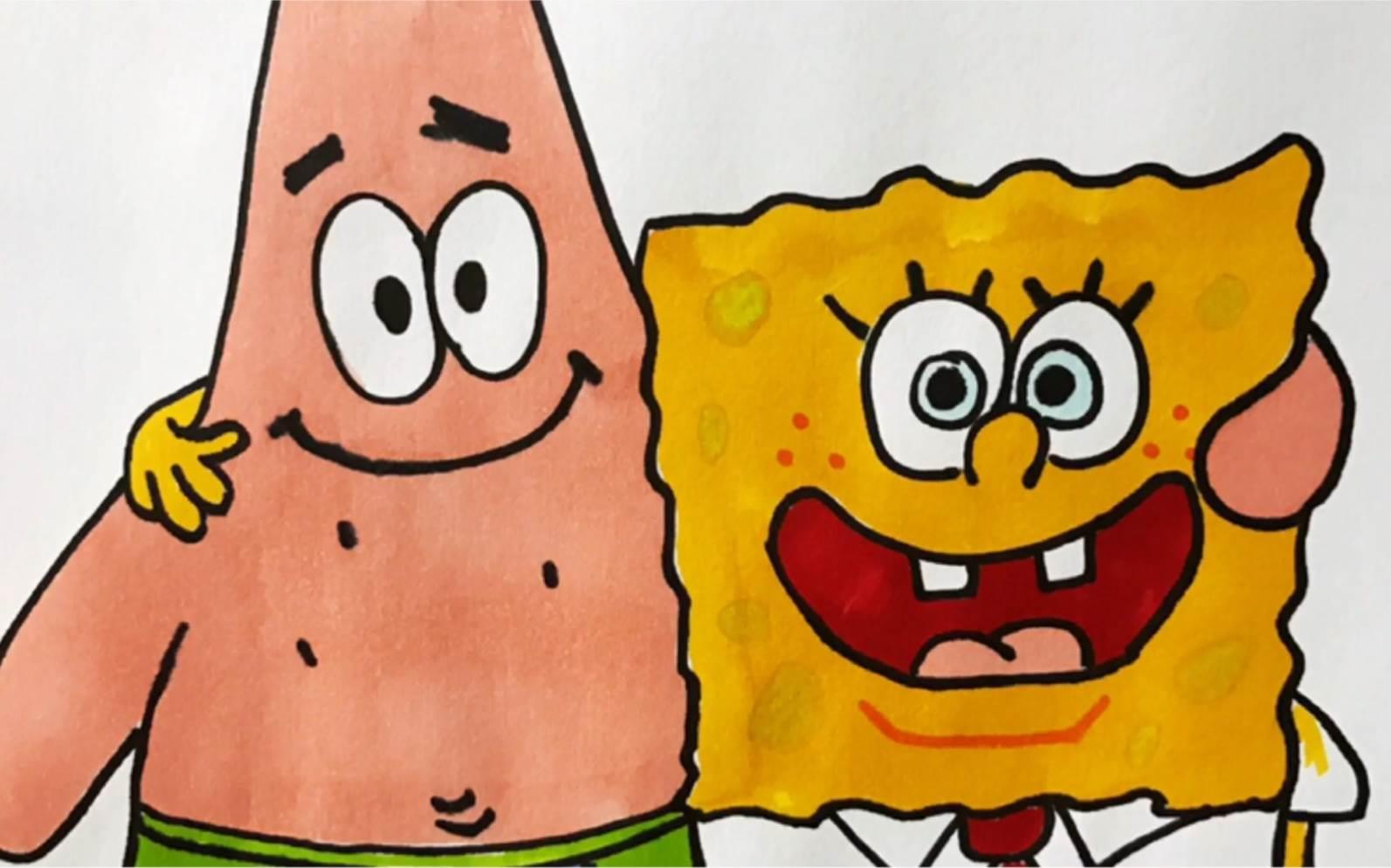 海绵宝宝派大星简笔画 海绵宝宝派大星简笔画带颜色