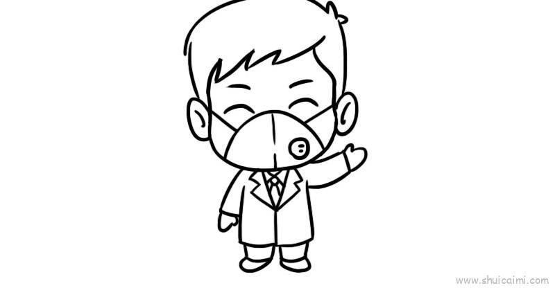 医护人员带口罩防护服儿童画怎么画 医护人员带口罩防护服简笔画图片大全