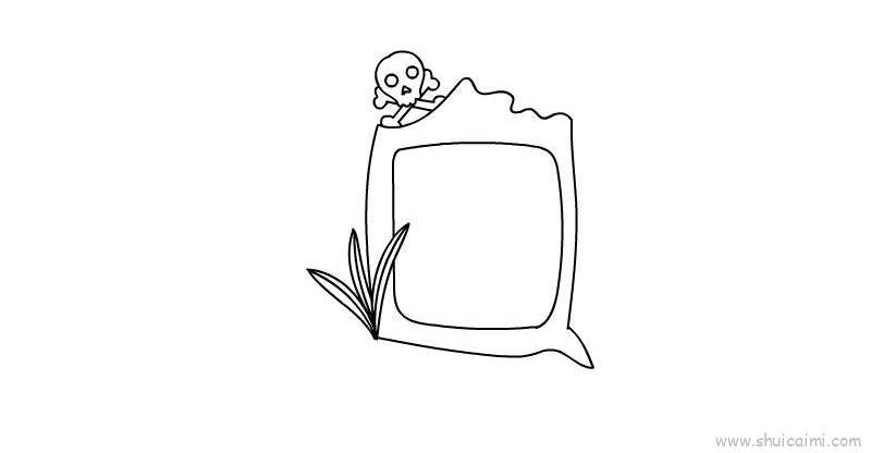 万圣节骷髅头墓碑儿童画怎么画 万圣节骷髅头墓碑简笔画简单