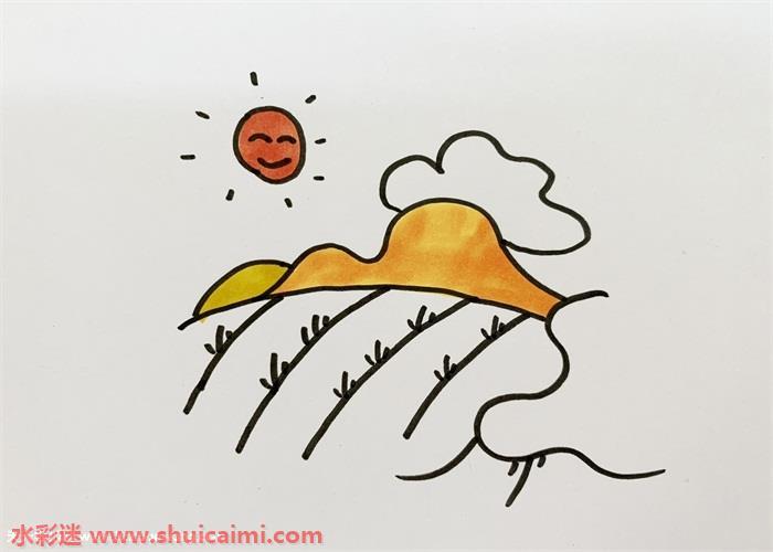 稻田怎么画 稻田简笔画简单易画彩色