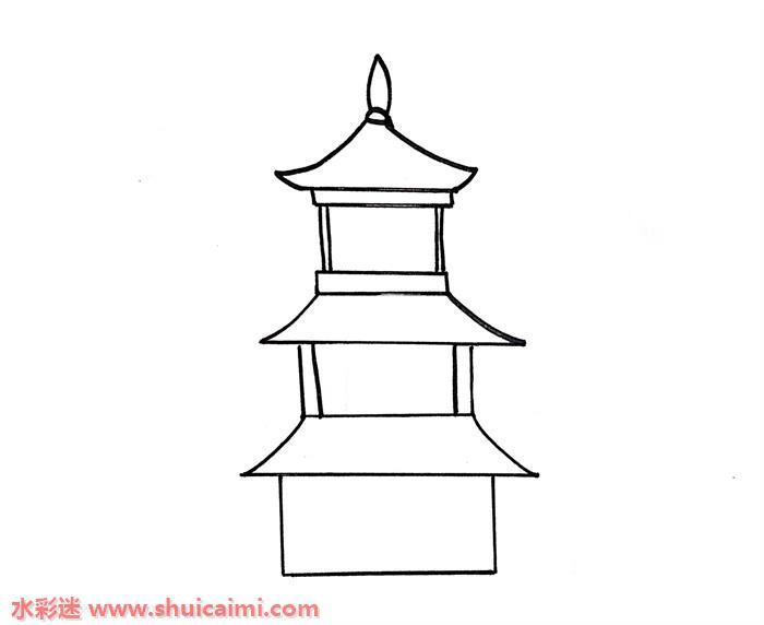 古塔怎么画 古塔简笔画简单易画彩色
